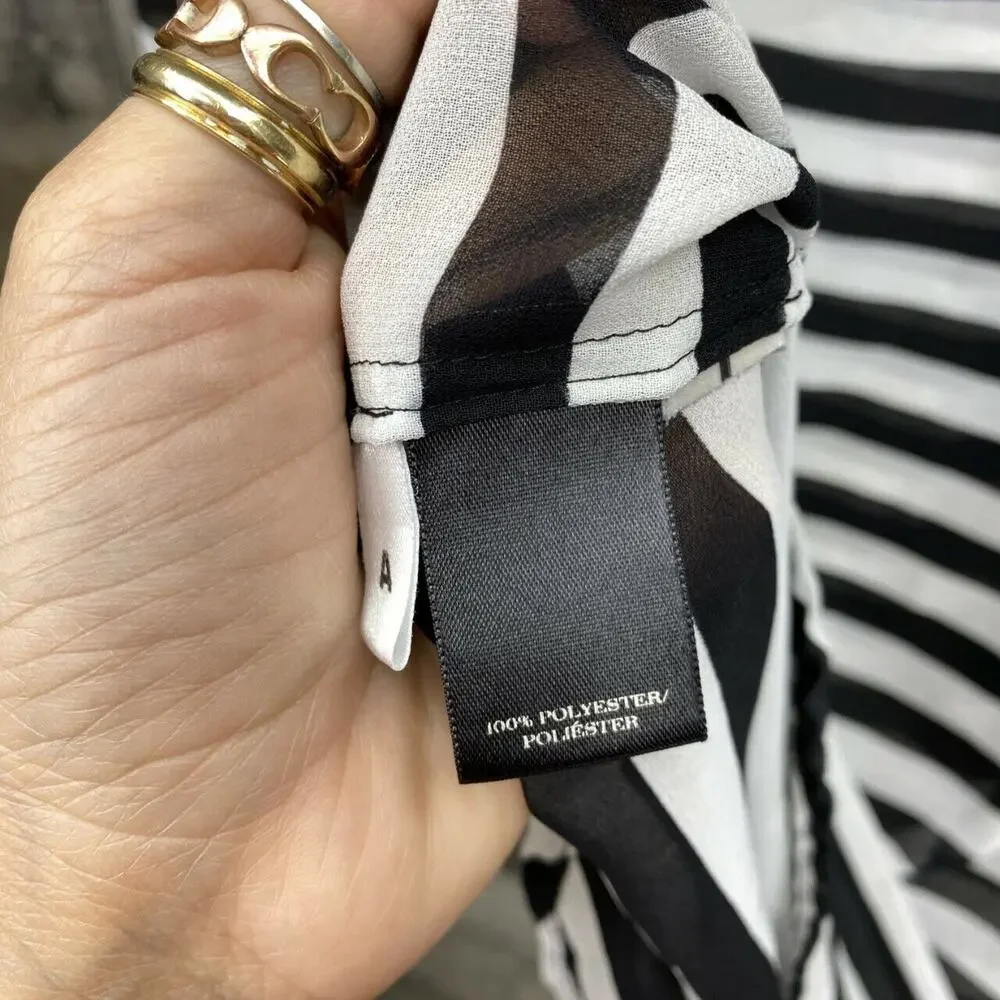 Ann Taylor Black and White Striped Long Sleeve Top - Picture 6 of 7